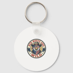 Red White And Wild Patriotic Patriotic Animal Vint Key Ring