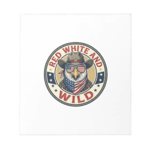 Red White And Wild Patriotic Patriotic Animal Vint Notepad