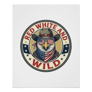 Red White And Wild Patriotic Patriotic Animal Vint Poster