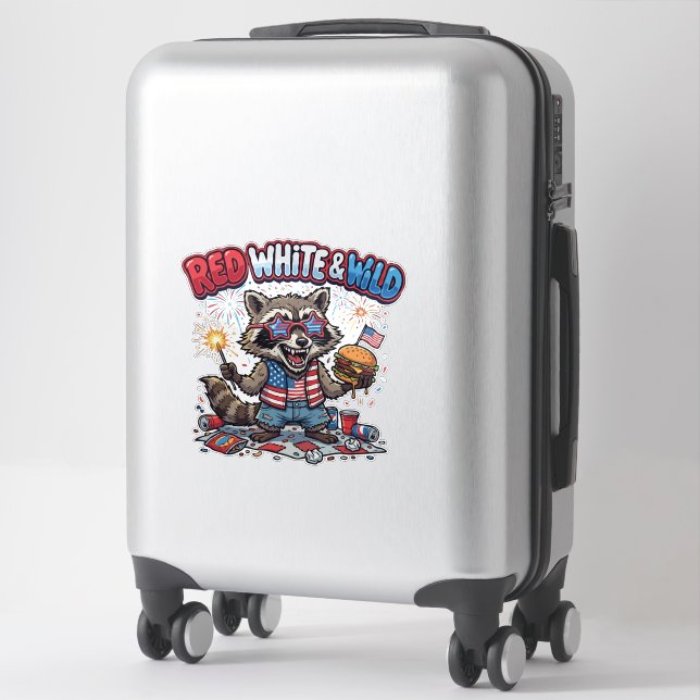  Red White and Wild Racoon 4th of July (Suitcase)