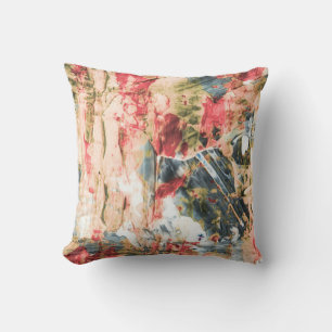 Red white and yellow abstract painting cushion