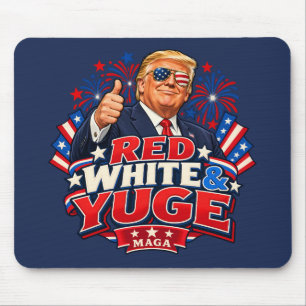 Red White and Yuge Flag Shades Navy Mouse Pad