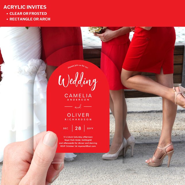 Red White Arch Acrylic Wedding Invites Modern Acrylic Invitations (Creator Uploaded)