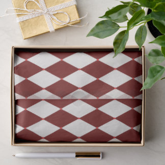 Red & White Argyle Festive Modern Christmas Tissue Paper