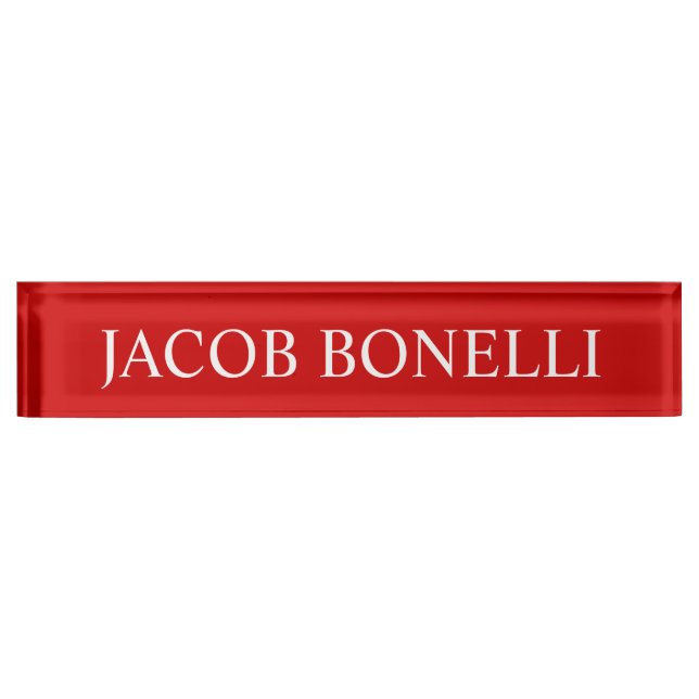 Red White Attractive Charming Business Nameplate (Front)