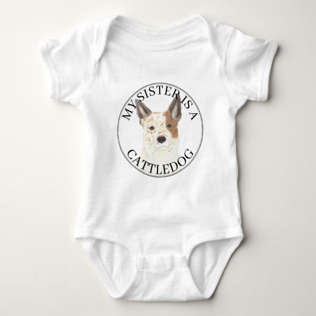 Red & White Australian Cattledog Big Sister Baby Bodysuit (Front)