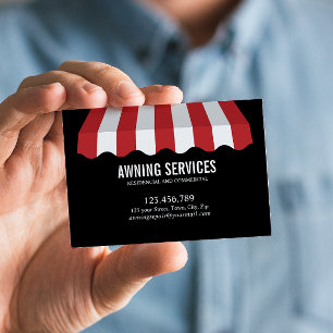 Red White Awning Services Cleaning Professional Business Card
