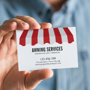 Red White Awning Services Cleaning Professional Business Card