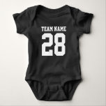 Red White Baby Football Sports Jersey Romper Baby Bodysuit<br><div class="desc">Cute football jersey bodysuit for baby. Mum and dad love sports. It's only natural the baby should too. Cute baby bodysuit in red and white colour. You can customise the name and player number on the front and back of the jersey. Not just for football fans. Any type of sports...</div>