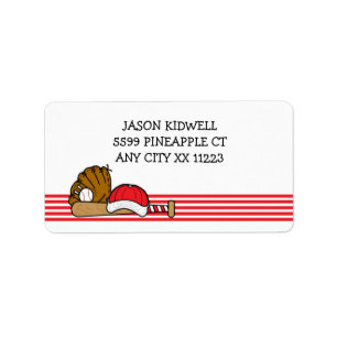 RED White Baseball team equipment Label