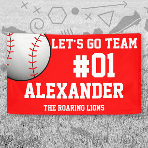 Red White Baseball Team Spirit Banner