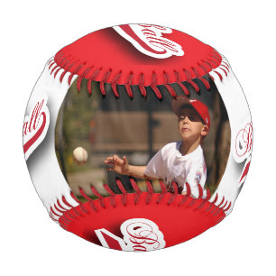 Red White Baseball with Photo