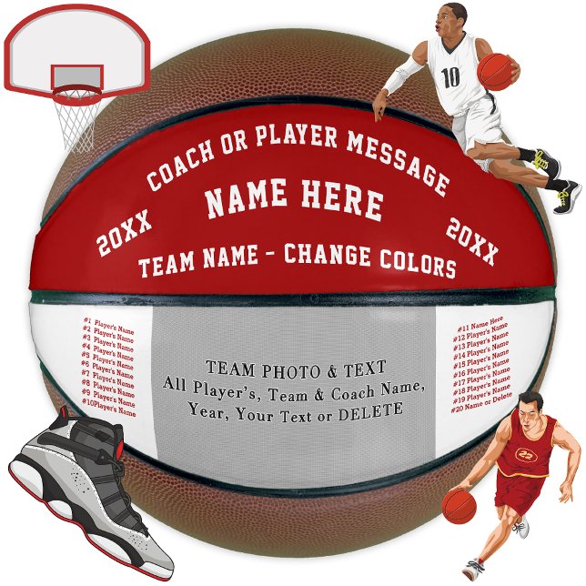 Red, White Basketball Gifts for Coaches, Players (Creator Uploaded)