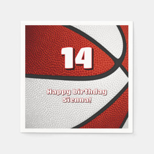 red white basketball girls sports celebration napkin