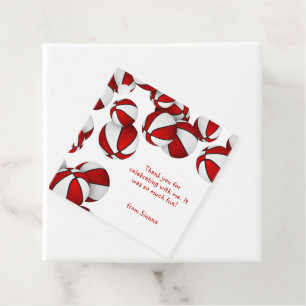 red white basketballs girls birthday thank you favour tags