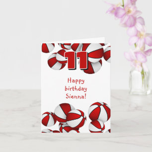 red white basketballs kids birthday card