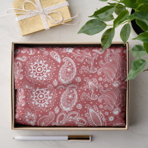 Red white batik boho style floral paisley pattern tissue paper