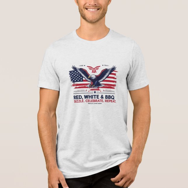 Red, White & BBQ – Soaring Eagle Premium Tri-Blend Shirt (Front)