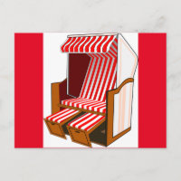 Red & White Beach Chair Theme Postcard