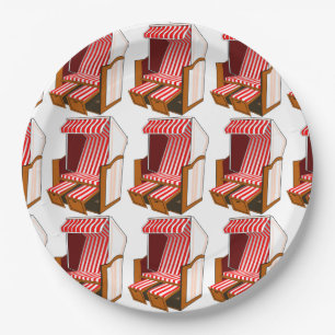 Red & White Beach Chairs Theme Party Paper Plates