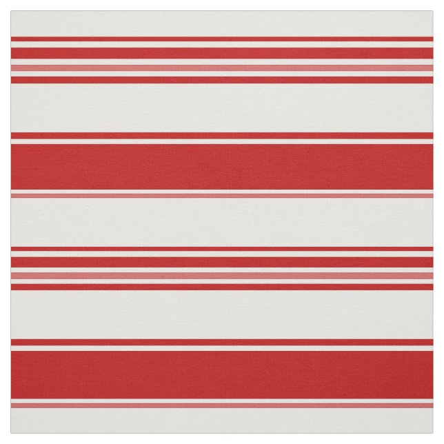 Red & White Beach Stripes (large scale) Fabric (Swatch)