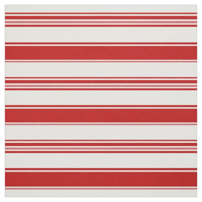 Red & White Beach Stripes (medium scale) Fabric (Swatch)