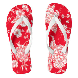 Red White Beautiful Toile Jandals