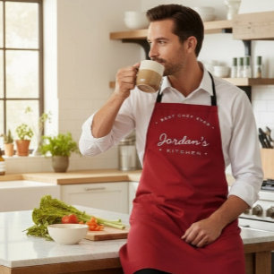 Red White Best Chef ever Custom Your Kitchen  Apron