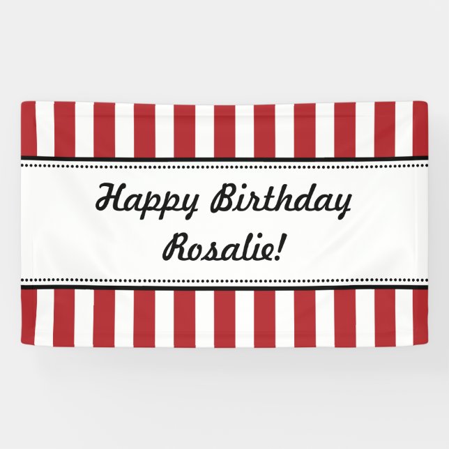 Red White Birthday Banner Stripes (Horizontal)