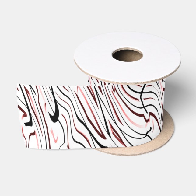Red White black Abstract stripe design     Satin Ribbon (Spool)