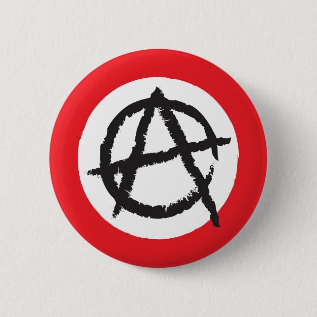Red, White & Black Anarchy Flag Sign Symbol 6 Cm Round Badge (Front)