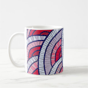Red, white, black, and pink abstract artwork coffee mug
