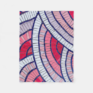 Red, white, black, and pink abstract artwork fleece blanket