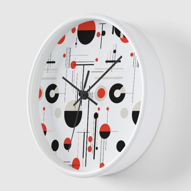 Red white black Bauhaus geometric shapes pattern Clock (Angle)