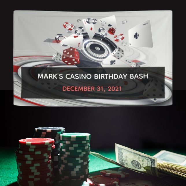 Red White Black Casino Themed 40th Birthday Party Banner (Creator Uploaded)