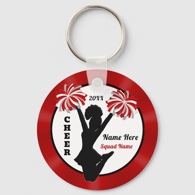 Red, White, Black, Cheap, Cheerleader Party Favors Key Ring (Front)
