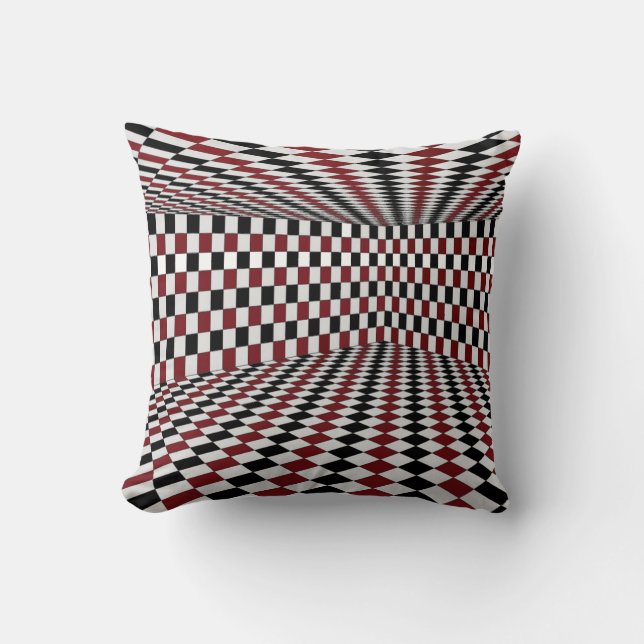 Red White Black Chequered Room High Contrast Cushion (Front)