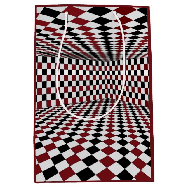 Red White Black Chequered Room High Contrast Medium Gift Bag (Front)
