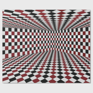 Red White Black Chequered Room High Contrast Wrapping Paper