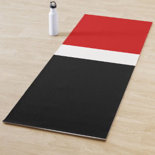 Red White Black Color Block Style Design Yoga Mat