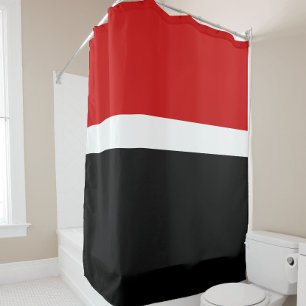 Red White Black Colour Block Style Design Shower Curtain