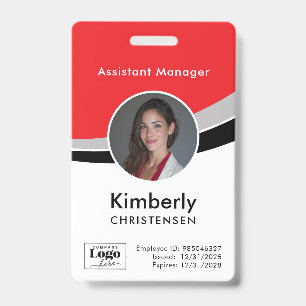 Red White Black Corporate Employee Photo ID Badge