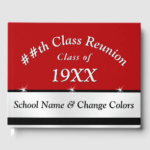 Red, White, Black Custom Class Reunion Guest Book