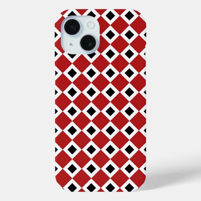 Red, White, Black Diamond Pattern Case-Mate iPhone Case (Back)