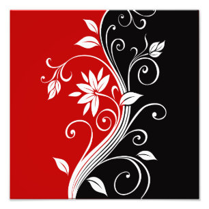 Red White & Black Floral Photo Print