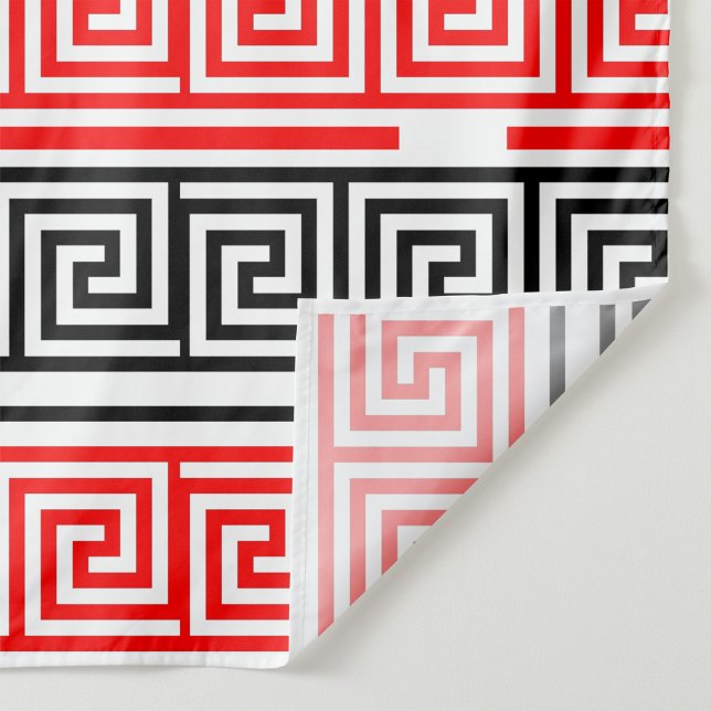 Red White Black Greek Key Fret Pattern Design  Fabric (Creator Uploaded)