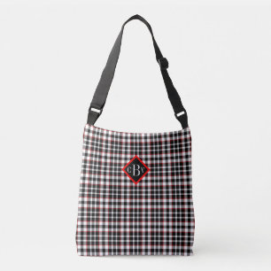 Red White Black Grey Plaid Crossbody Tote