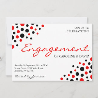 Red White Black Informal Engagement Party Invitation