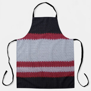 Red White Black: Knitted Woollen Fabric Pattern Apron