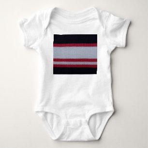 Red White Black: Knitted Woollen Fabric Pattern Baby Bodysuit